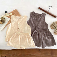 Neutral Sleeveless Shorts Set