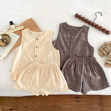 Neutral Sleeveless Shorts Set