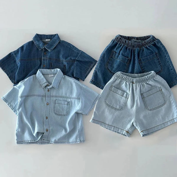 Denim Shorts & Shirt Set