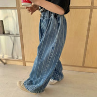 Stripe Wide Leg Jeans