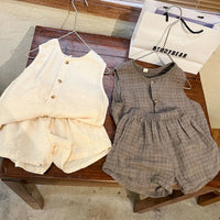 Neutral Sleeveless Shorts Set