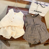 Neutral Sleeveless Shorts Set