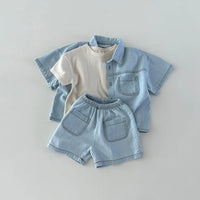 Denim Shorts & Shirt Set