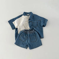 Denim Shorts & Shirt Set