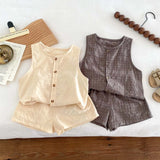 Neutral Sleeveless Shorts Set