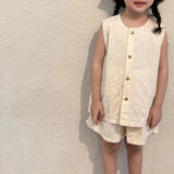 Neutral Sleeveless Shorts Set