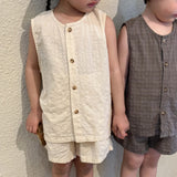 Neutral Sleeveless Shorts Set