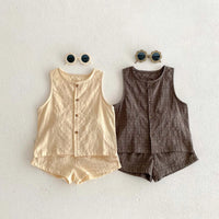 Neutral Sleeveless Shorts Set