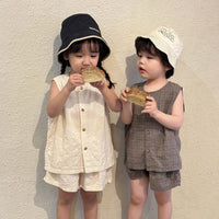 Neutral Sleeveless Shorts Set